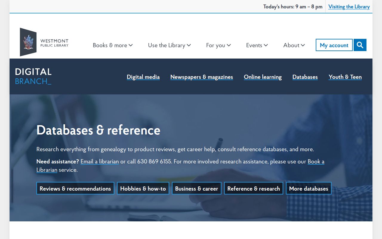 Westmont city directory research databases at the public library
