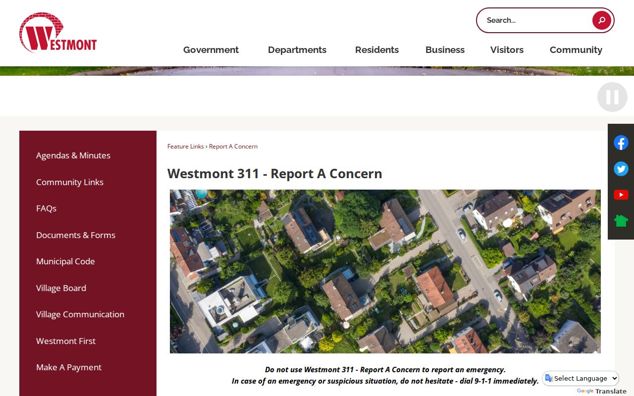 Westmont neighbors address-based Report a Concern portal